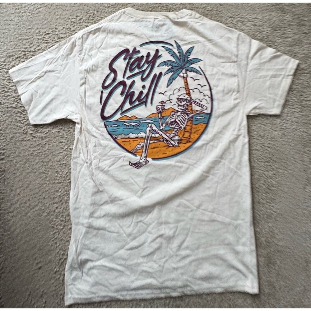 Tree Hugger Stay Chill Beige Casual T-shirt Men's Size Small New